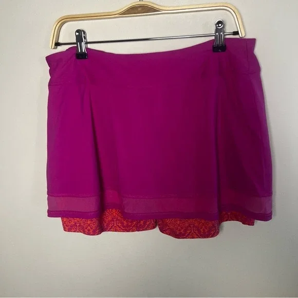 Title Nine Diamalete Skort Size L Paisley Orange Hot Pink Stretch Tennis Skirt - Picture 3 of 8